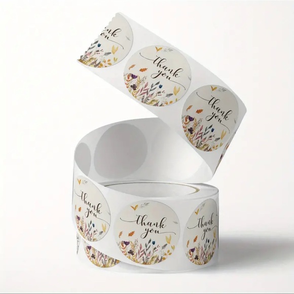 500pcs Floral Glossy Finish Round Thank You Labels - Picture 4 of 4